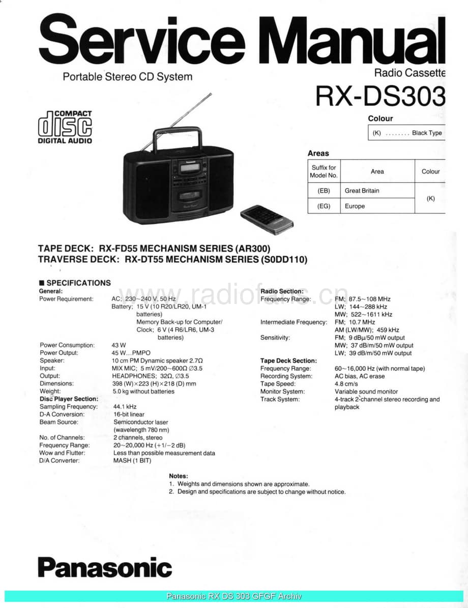Panasonic_RX-DS303_sch 电路图 维修原理图.pdf_第1页