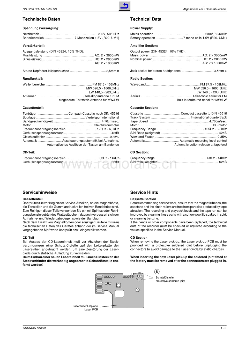 GrundigRR3200CDRR3500CD 维修电路图、原理图.pdf_第3页