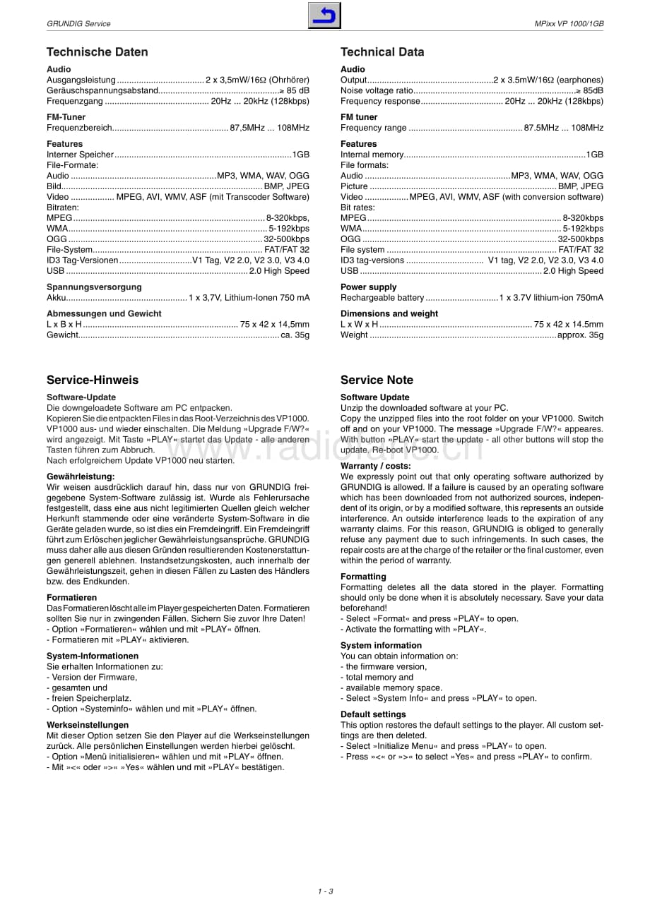 GrundigMPixxVP1000 维修电路图、原理图.pdf_第3页