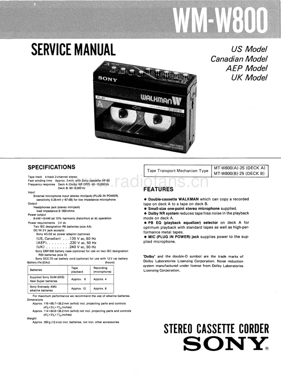 SONYWM-W800电路图 维修原理图.pdf_第1页