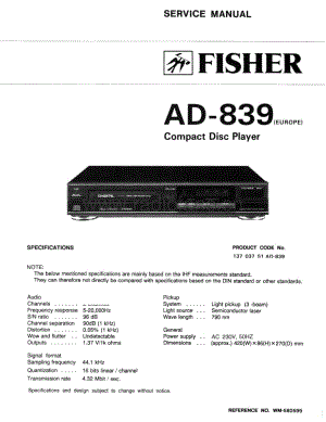 FisherAD839Schematic电路原理图 维修电路图 原理图.pdf