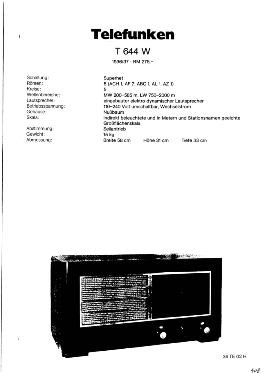 TelefunkenT644W维修电路图、原理图.pdf_第1页
