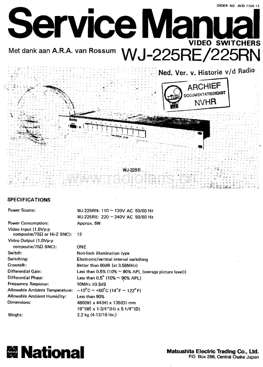 Panasonic_WJ-225 电路图 维修原理图.pdf_第1页