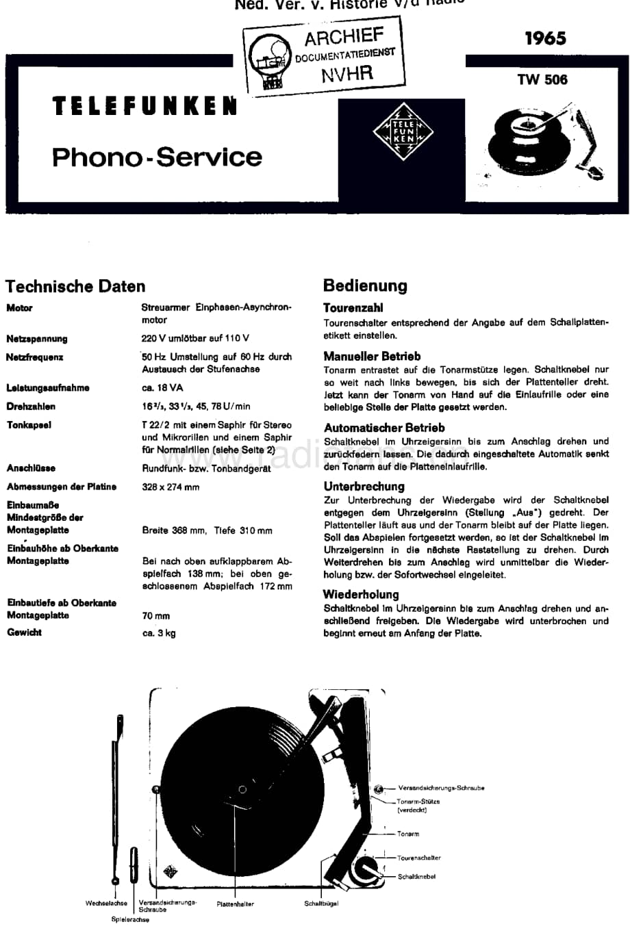 Telefunken_TW506 维修电路图 原理图.pdf_第1页