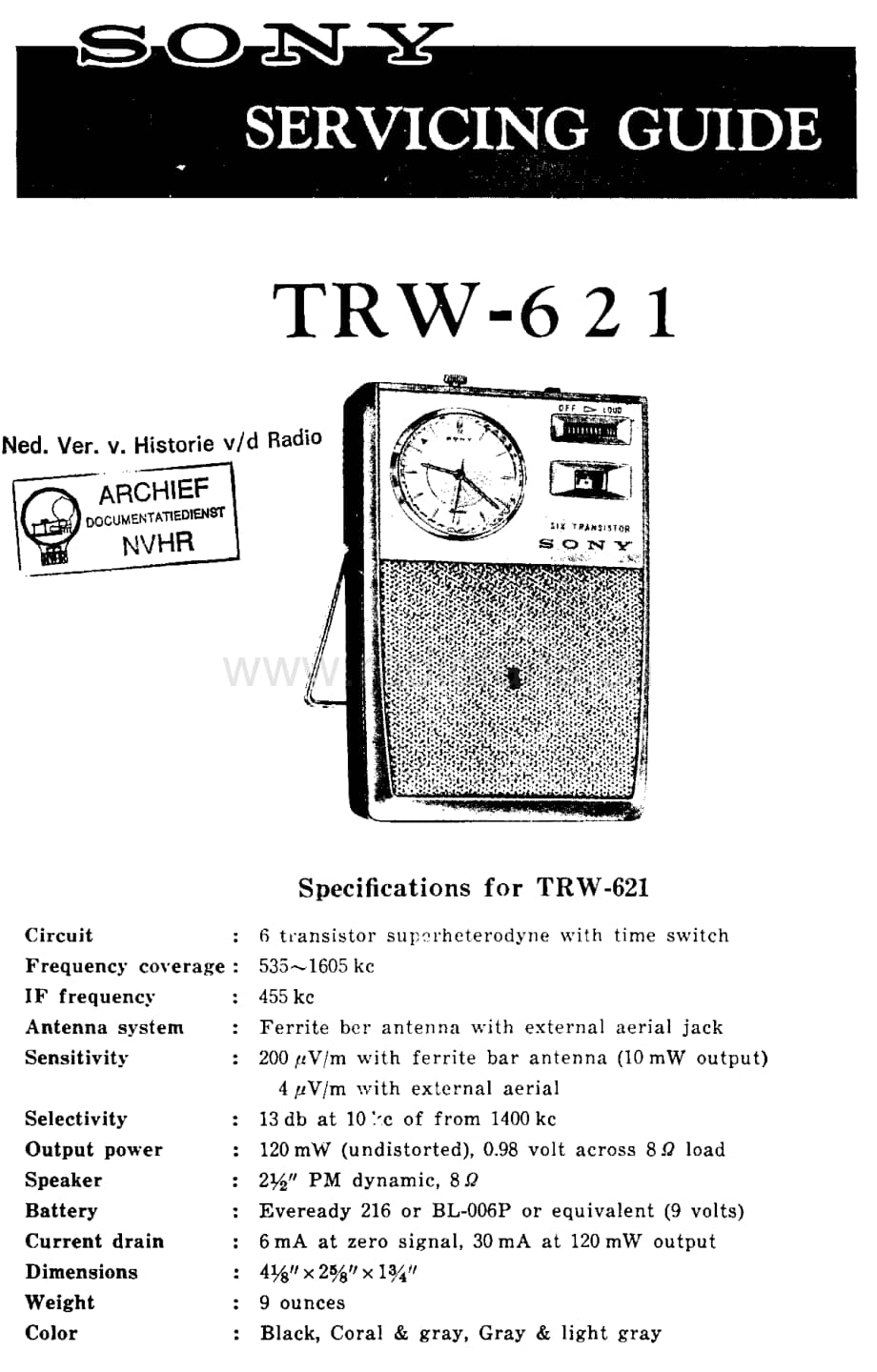 Sony_TR-W621 电路图 维修原理图.pdf_第1页