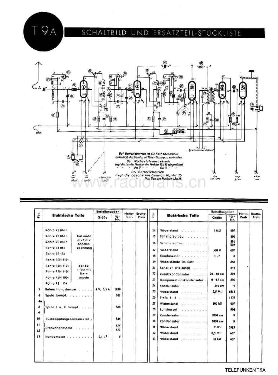 TelefunkenT9A维修电路图、原理图.pdf_第1页