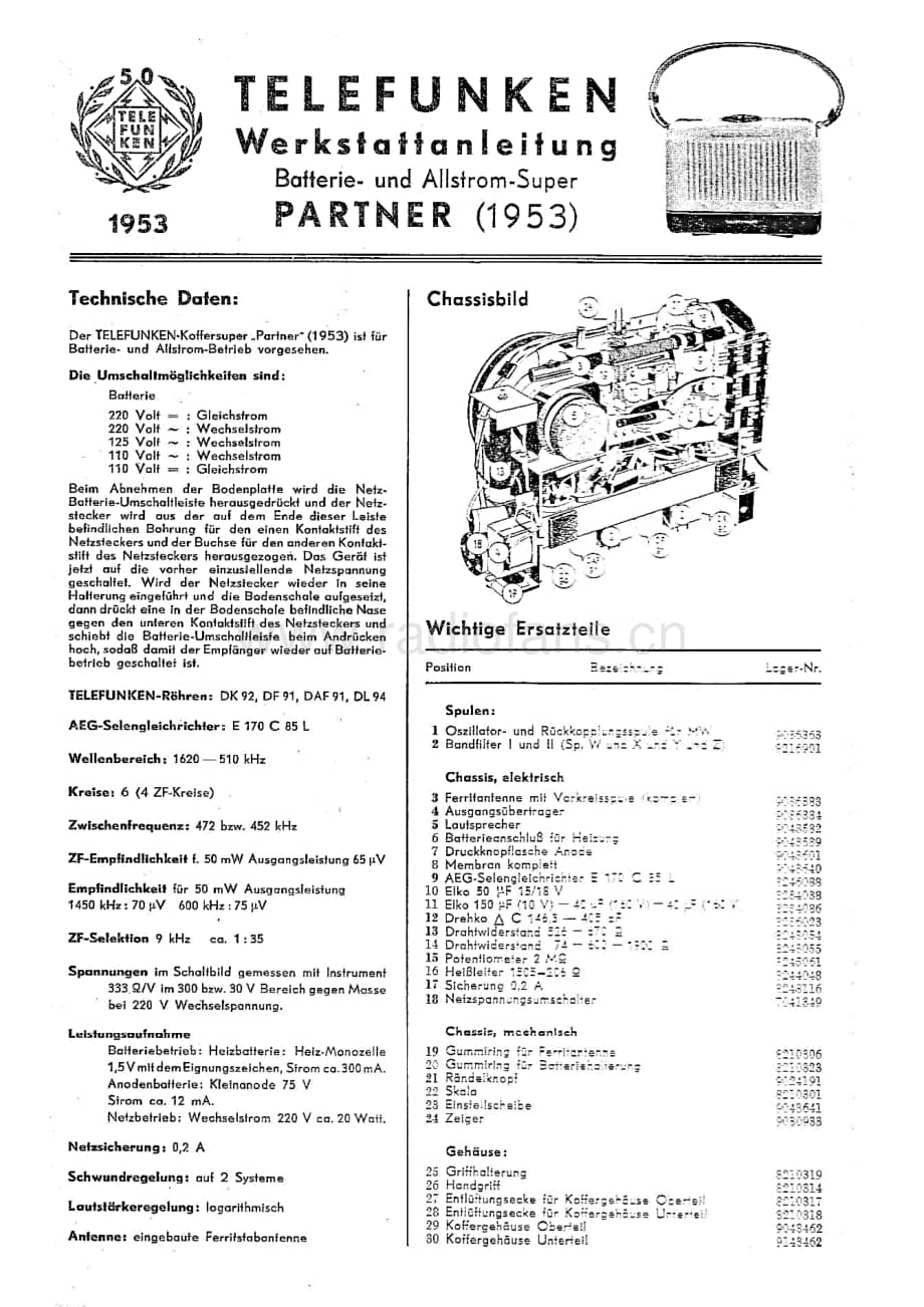 TelefunkenPartner维修电路图、原理图.pdf_第1页