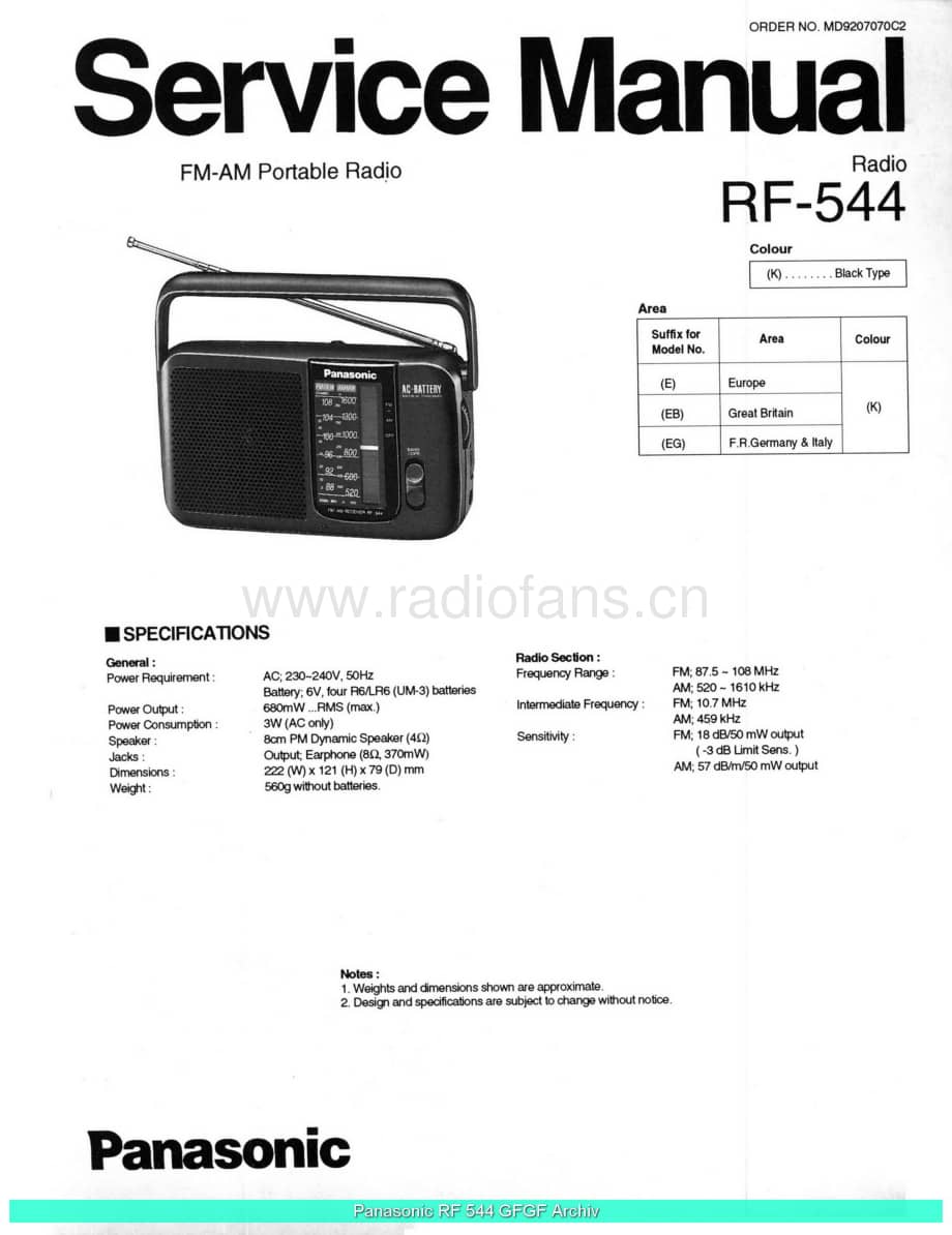 Panasonic_RF-544_sch 电路图 维修原理图.pdf_第1页