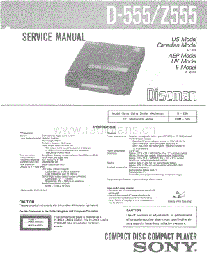 sony_D-555_Z555_SERVICE_MANUAL 电路图 维修原理图.pdf