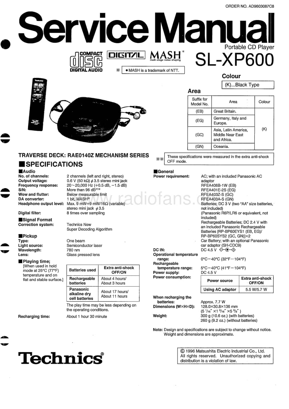 technics_portable_sl-xp-600 电路图 维修原理图.pdf_第1页