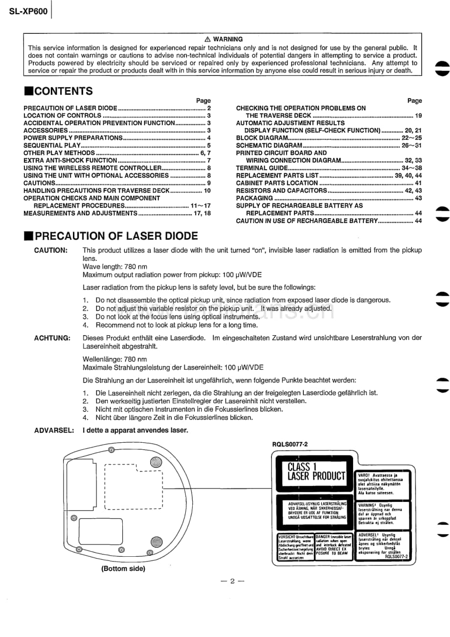 technics_portable_sl-xp-600 电路图 维修原理图.pdf_第2页