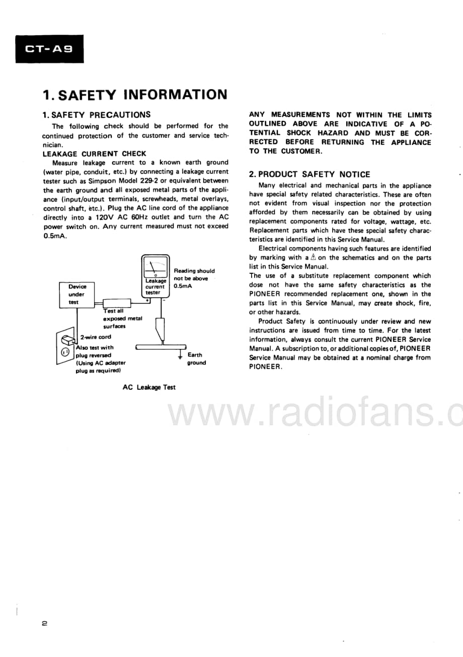 PIONEER CT-A9 电路图 维修原理图.pdf_第2页