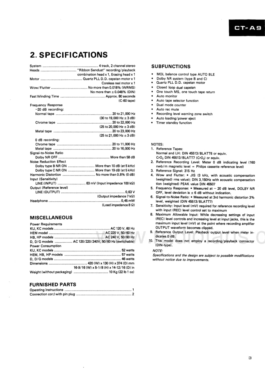PIONEER CT-A9 电路图 维修原理图.pdf_第3页