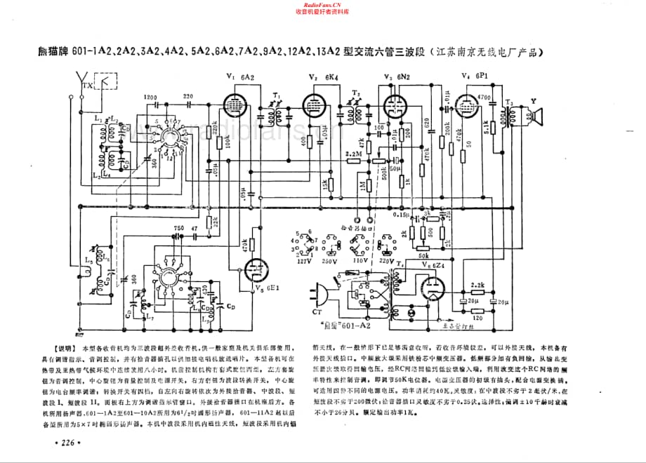 熊猫牌601-1A2 2A2 3A2 4A2 5A2 6A2 7A2 9A2 12A2 13A2型电路原理图.pdf_第1页