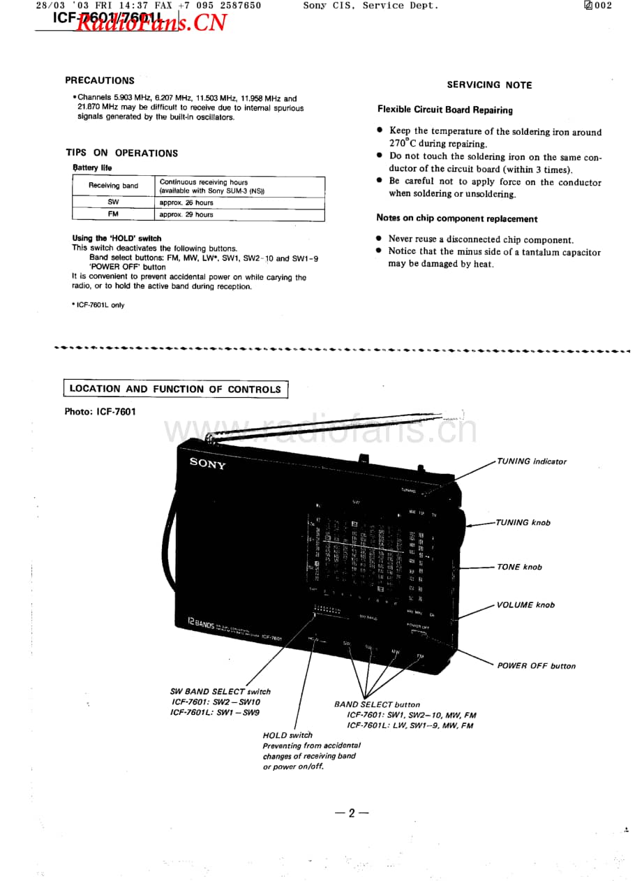SONYicf_7601_icf_7601l 电路图 维修原理图.pdf_第2页