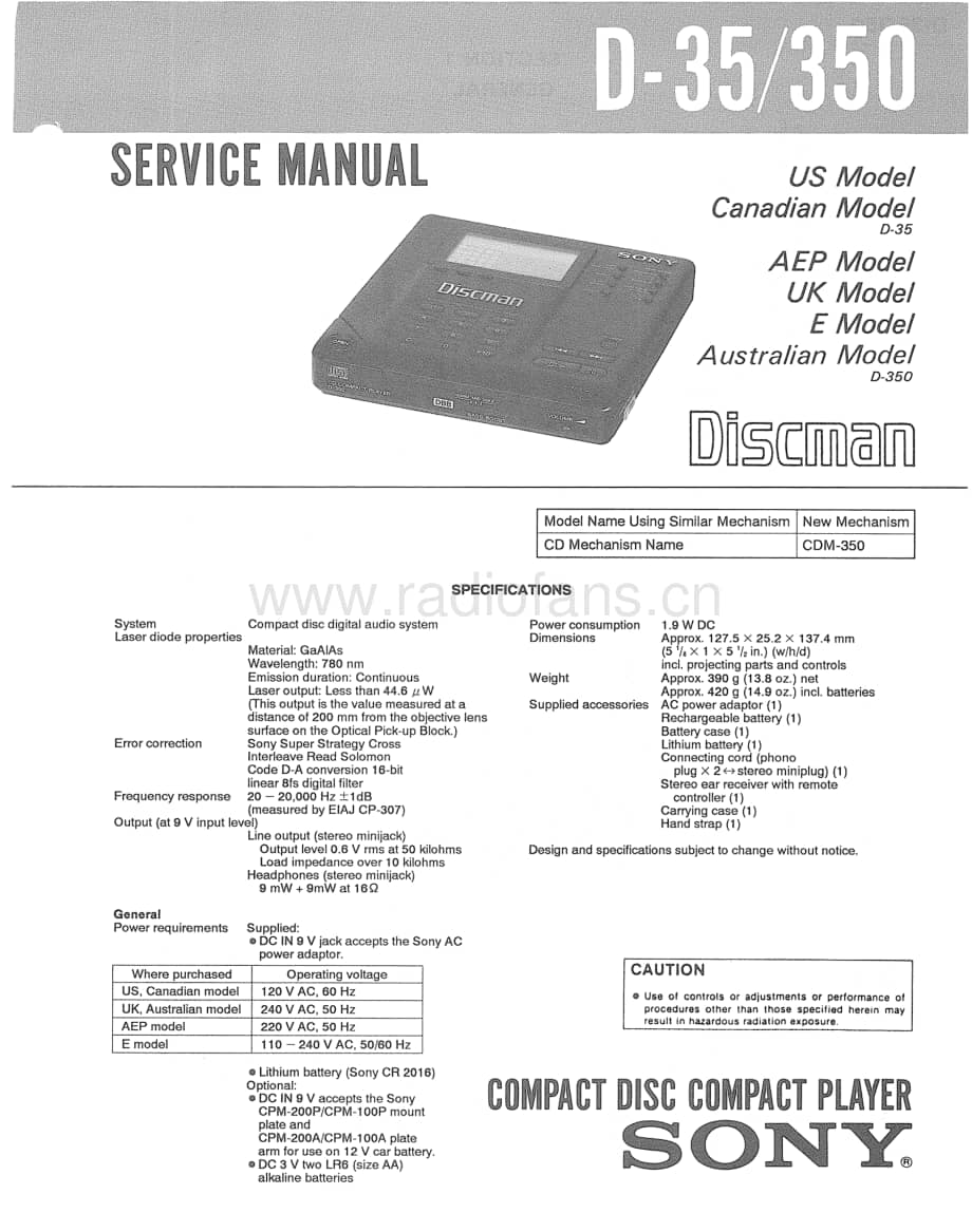sony_D-35_350_SERVICE_MANUAL 电路图 维修原理图.pdf_第1页