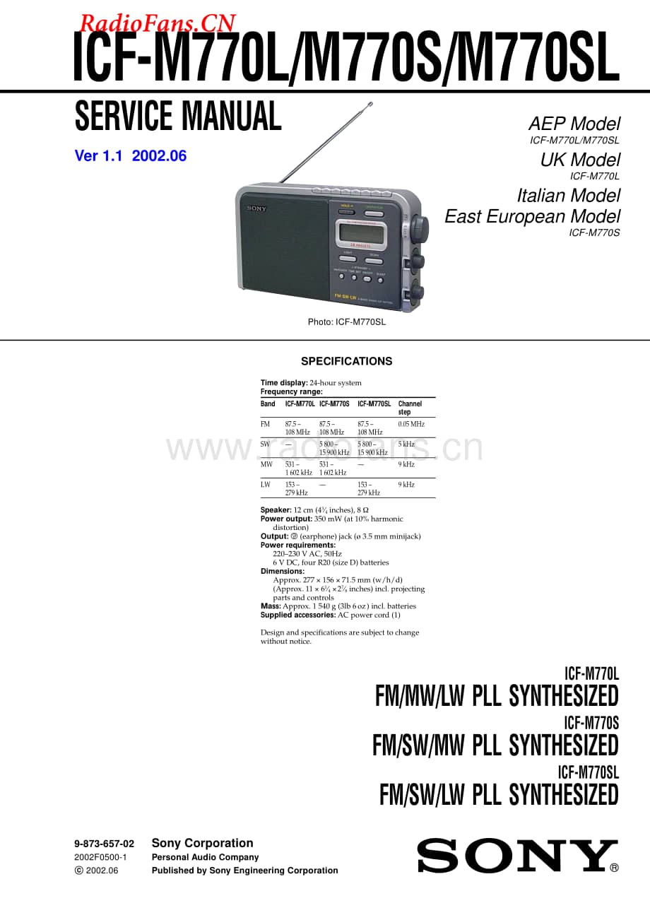 sony_icf-m700_service_manual 电路图 维修原理图.pdf_第1页