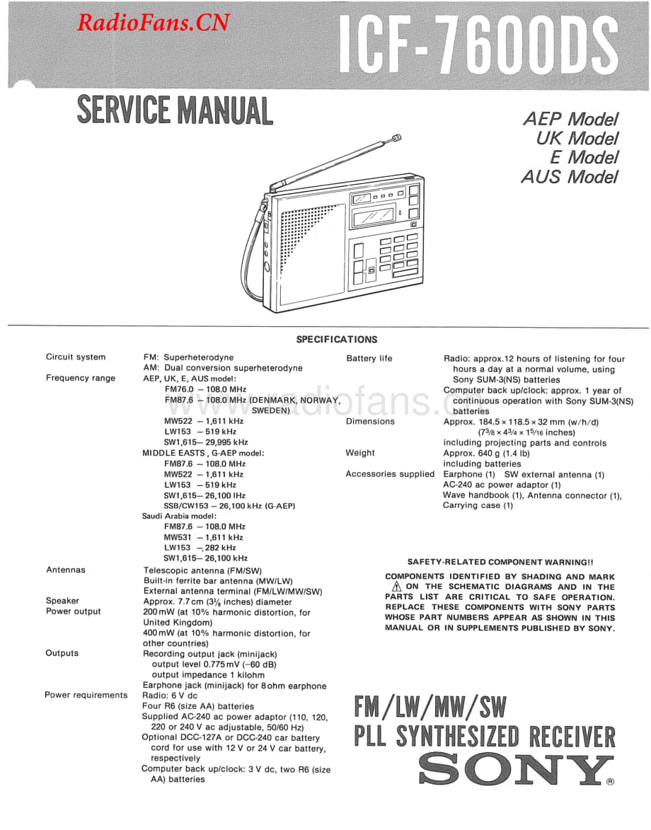 SONYicf-7600ds 电路图 维修原理图.pdf_第1页