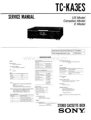 SONY tc-ka3es三磁头卡座维修手册 电路图 维修原理图.pdf