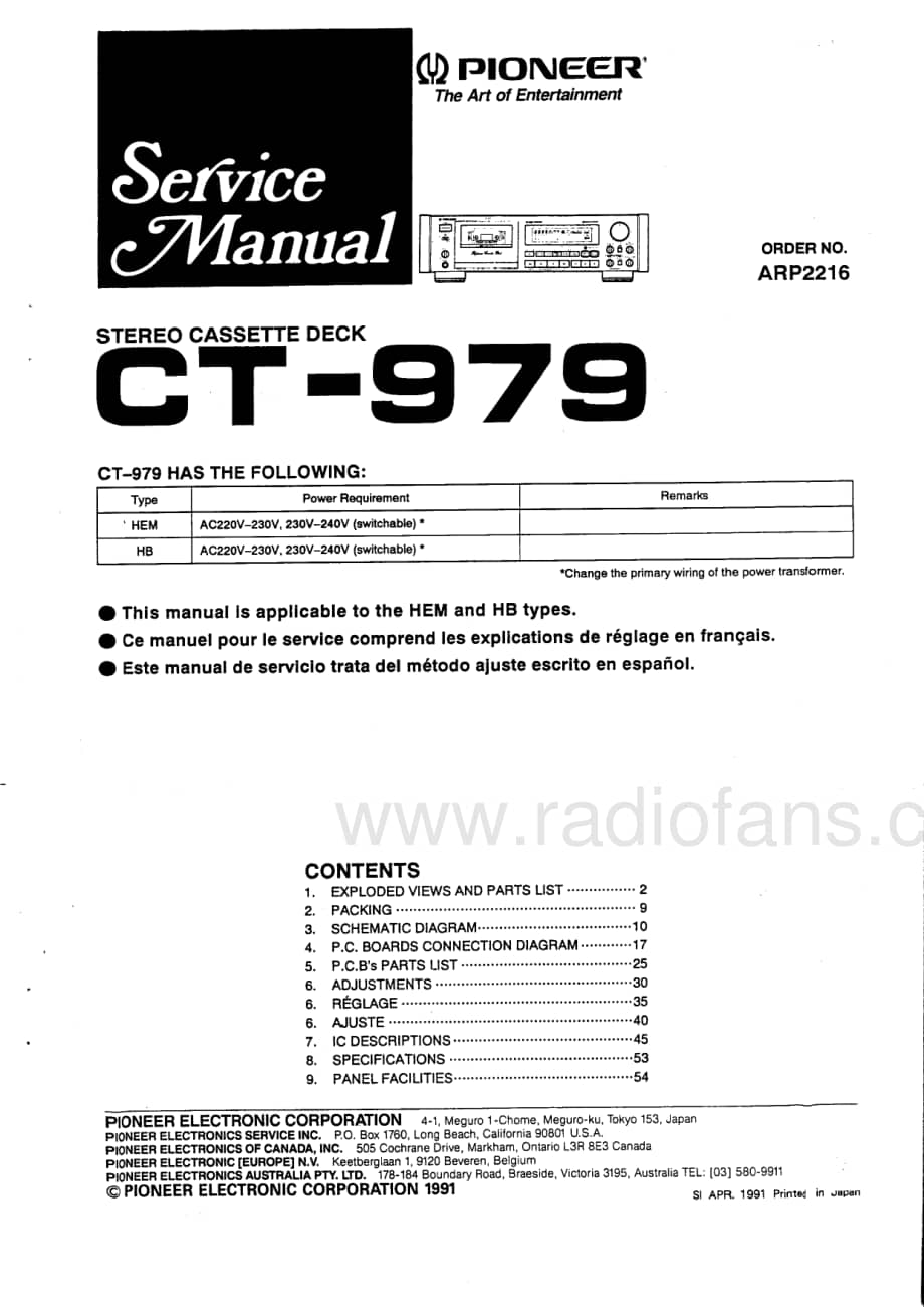 pioneer_ct-979 电路图 维修原理图.pdf_第1页