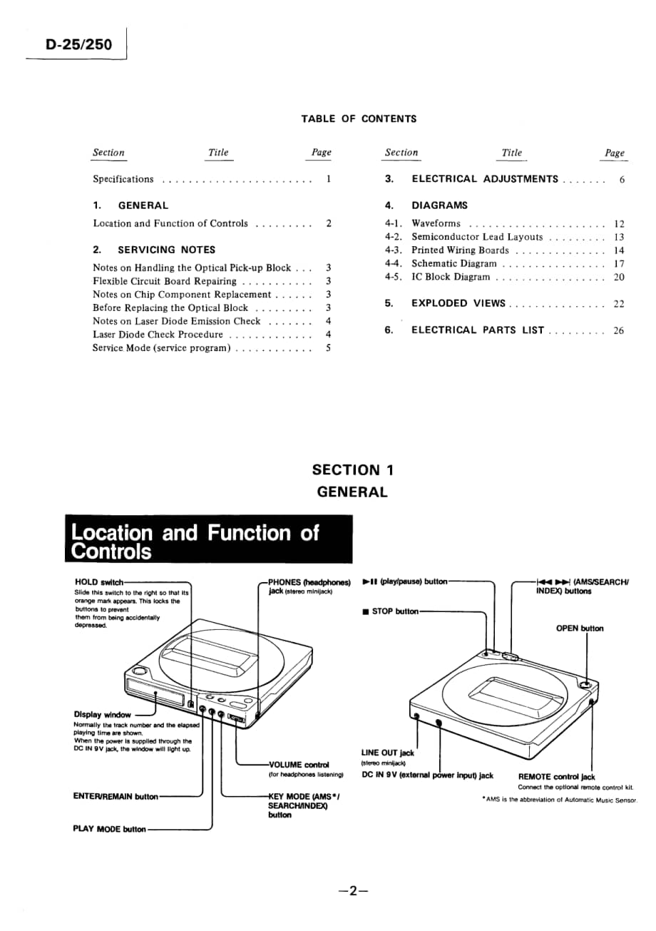SONY D-25_250_SERVICE_MANUAL 电路图 维修原理图.pdf_第2页