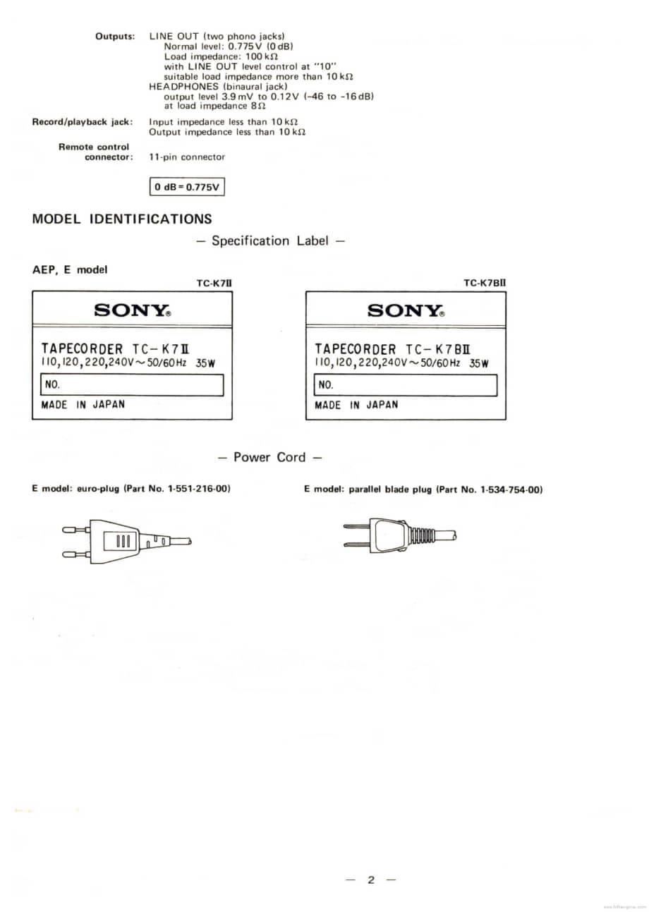 sony_tc-k7_tc-k7bii 电路图 维修原理图.pdf_第2页