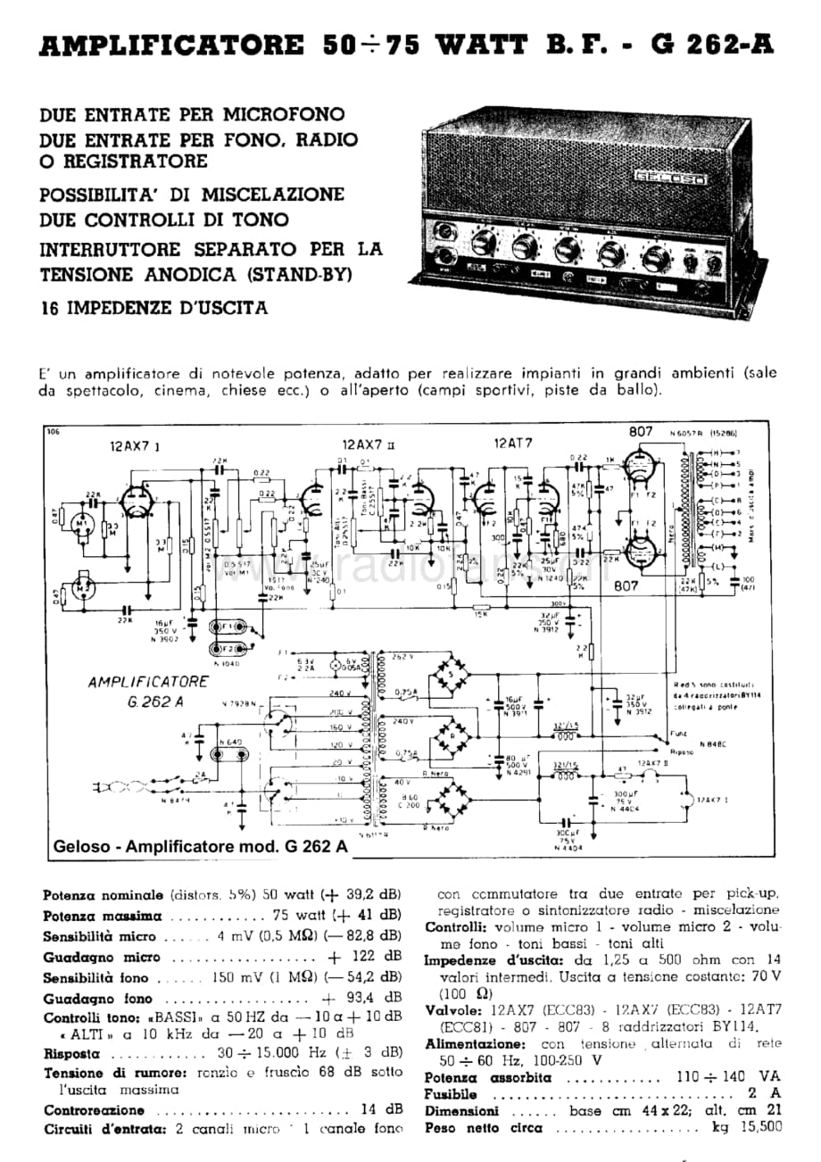 Geloso G262A Amplifier 电路原理图.pdf_第1页
