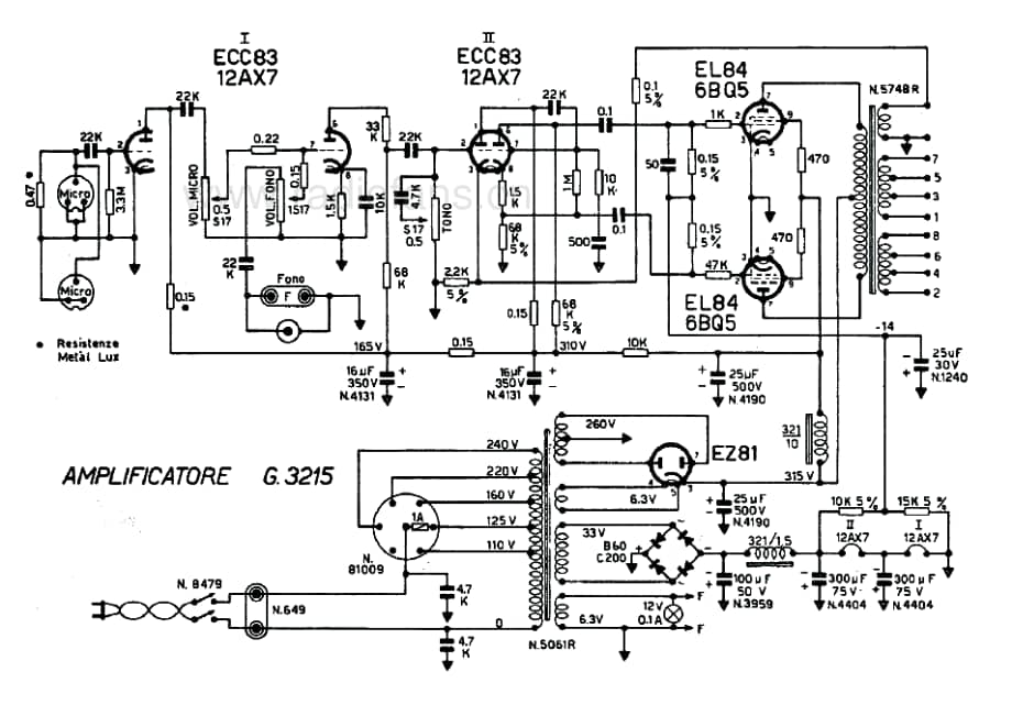 Geloso G3215 Amplifier 电路原理图.pdf_第1页