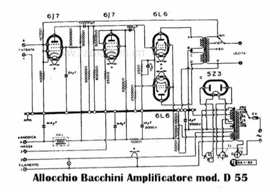 Allocchio Bacchini Amplificatore D55PN 电路原理图.pdf_第1页