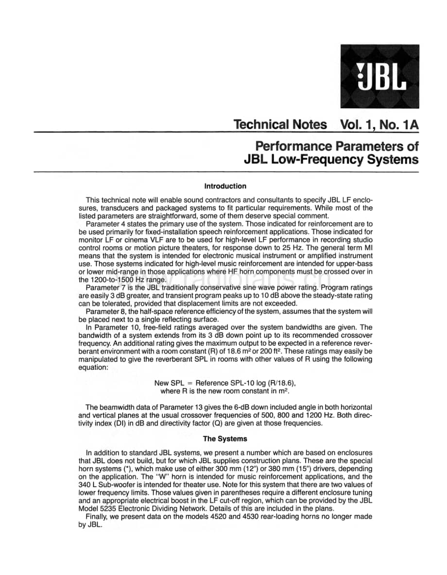 JBL Technical Note - Vol.1, No.1A 电路原理图.pdf_第1页