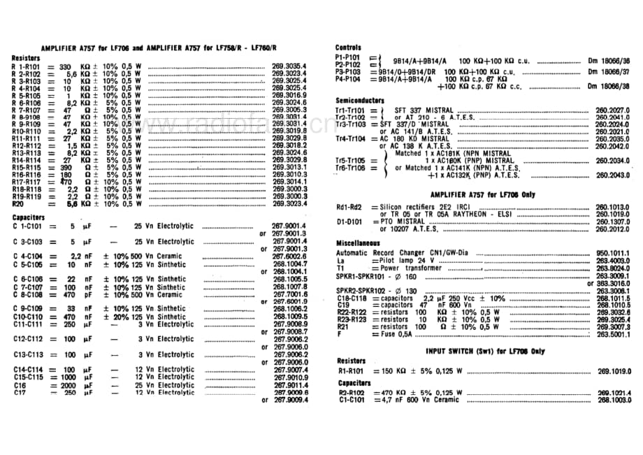 Lesa Lesaphon 706 fonovaligia components 电路原理图.pdf_第1页