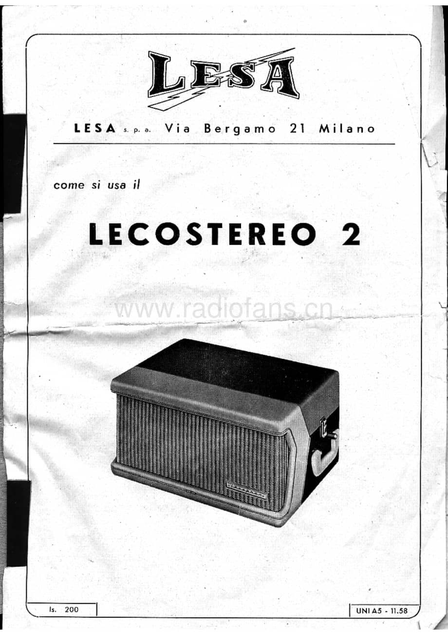 Lesa Lecostereo 2 amplifier manual 电路原理图.pdf_第1页