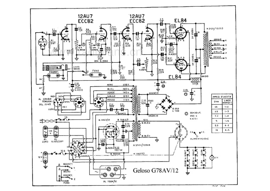 Geloso G287AV-12 Amplifier 电路原理图.pdf_第1页