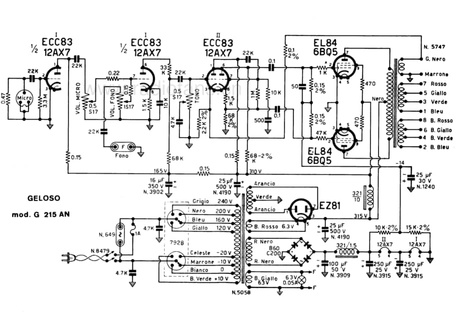 Geloso G215AN Amplifier 电路原理图.pdf_第1页