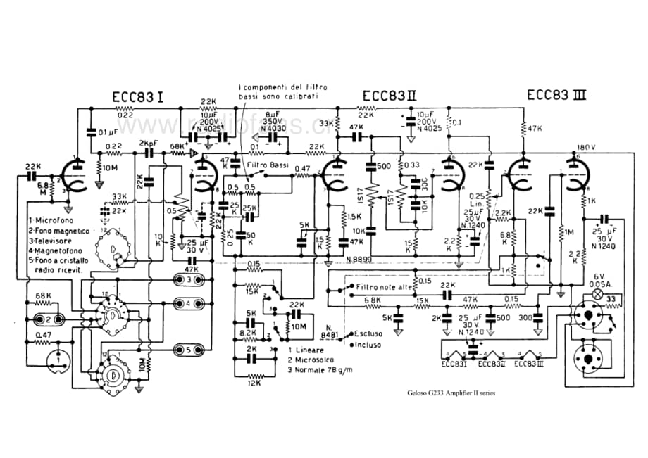 Geloso G233 Preamplifier II series 电路原理图.pdf_第1页