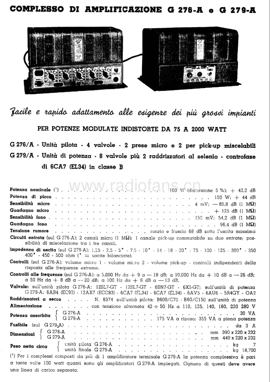 Geloso G276A G279A Amplifier specs 电路原理图.pdf_第1页
