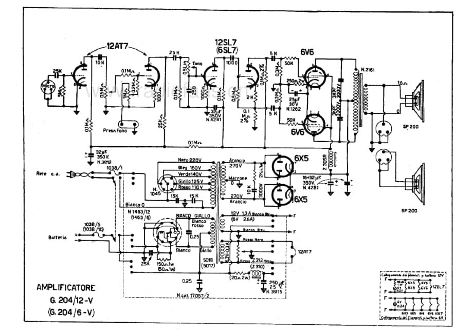 Geloso G204-12V G204-6V Amplifier 电路原理图.pdf_第1页