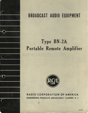 RCA - Type BN 2A Portable Remote Amplifier-74630418 电路原理图.pdf