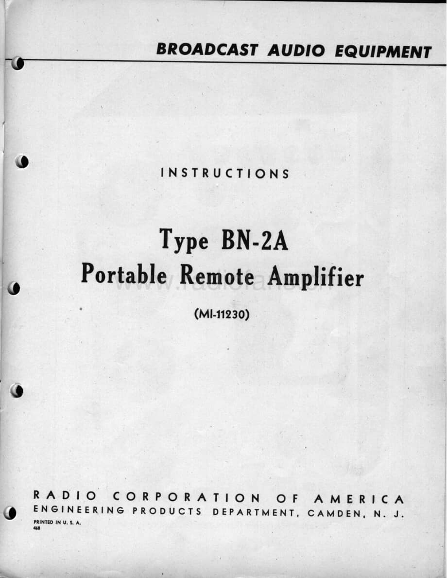 RCA - Type BN 2A Portable Remote Amplifier-74630418 电路原理图.pdf_第2页