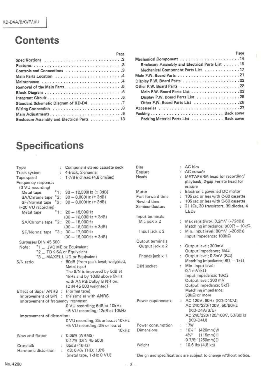 JVC KD-D4x Cassette deck service manual 电路原理图.pdf_第2页