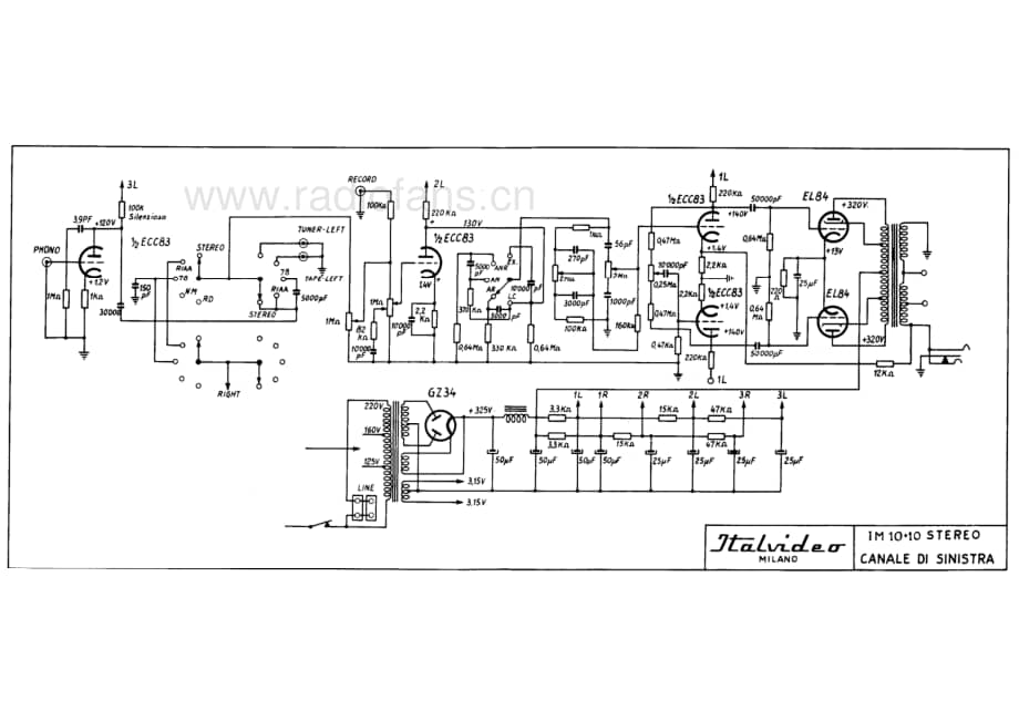 Italvideo IM 10+10 Stereo amplifier 电路原理图.pdf_第1页