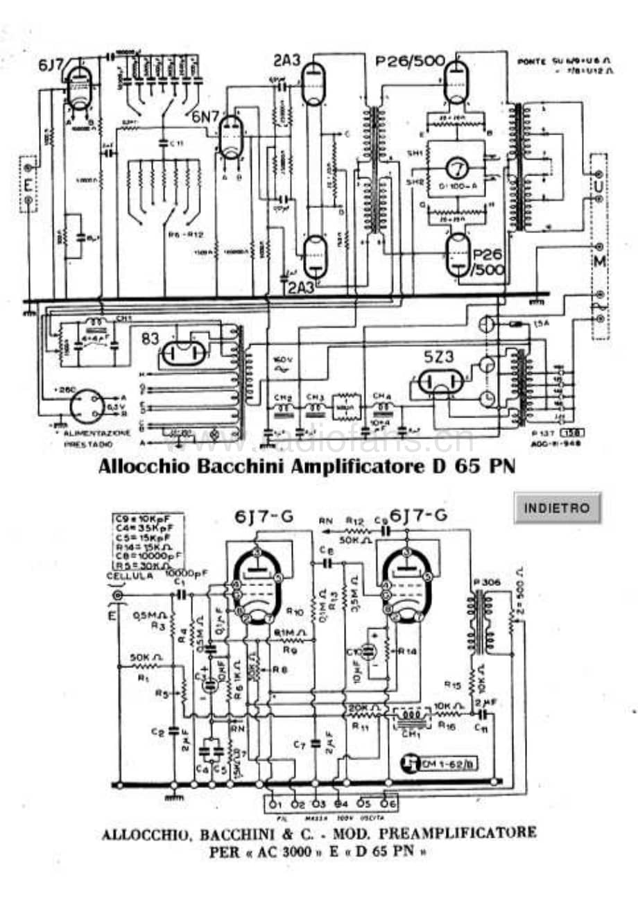 Allocchio Bacchini Amplificatore Preamp per AC3000 D65PN 电路原理图.pdf_第1页