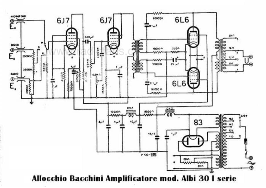 Allocchio Bacchini Amplificatore Albi 30 I serie 电路原理图.pdf_第1页