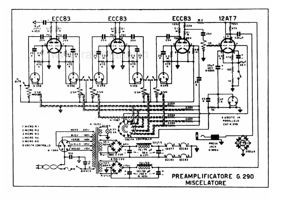 Geloso G290 Preamplified Mixer 电路原理图.pdf_第1页