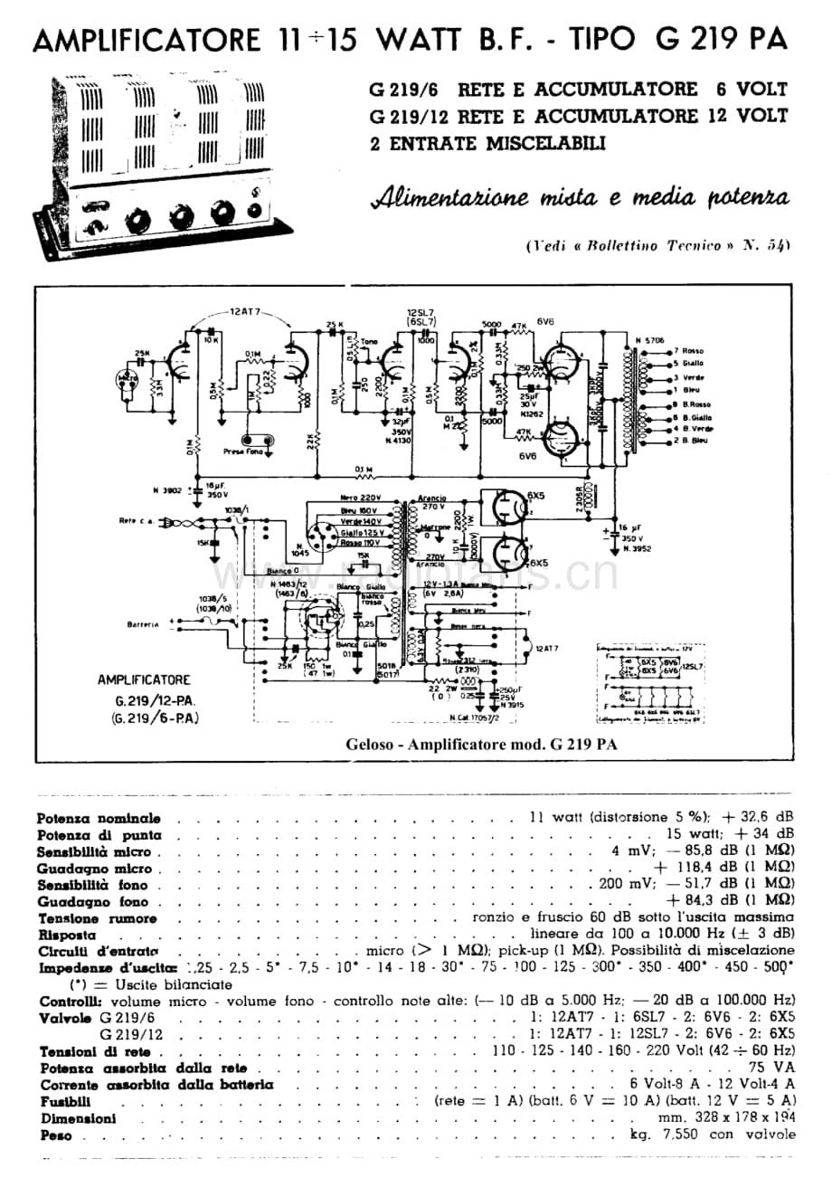 Geloso G219 PA Amplifier 电路原理图.pdf_第1页