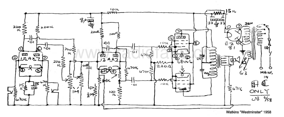 Watkins westminster-1958-amplifier-schematic 电路原理图.pdf_第1页