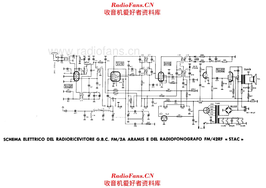 GBC FM-2A Aramis FM-42RF Stac Radiofonografo 电路原理图.pdf_第1页