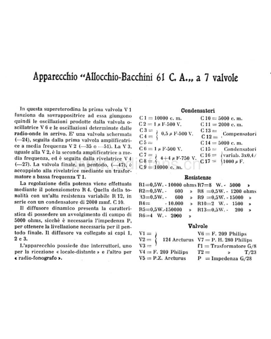 Allocchio Bacchini F61 CA note 电路原理图.pdf_第1页