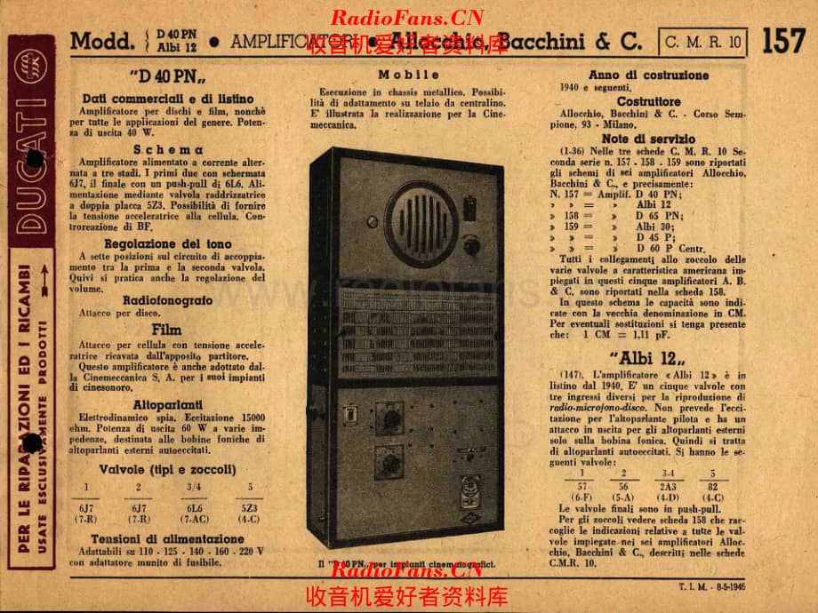 Allocchio Bacchini D 40 PN Albi 12 B 电路原理图.pdf_第1页
