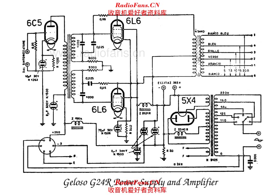 Geloso G24R Power aupply and amplifier 电路原理图.pdf_第1页
